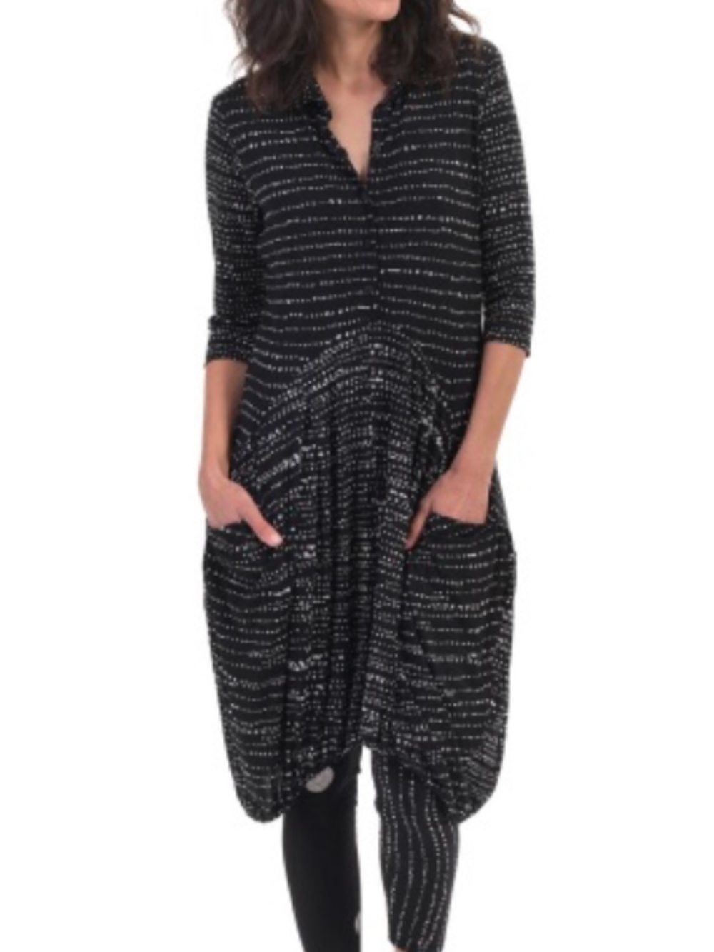Alembika Eva Wonderful Dress, Black + White Jersey Trails Pattern. Alembika sz 1
